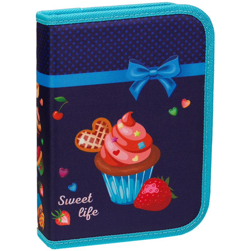 Пенал 1 отделение, 200*140*40 Berlingo "Cupcake", дополнительная откидная секция, полиэстер