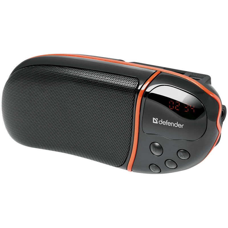 Колонка портативная Defender Spark M1, 1*6W, FM, SD/USB, черный, оранжевый