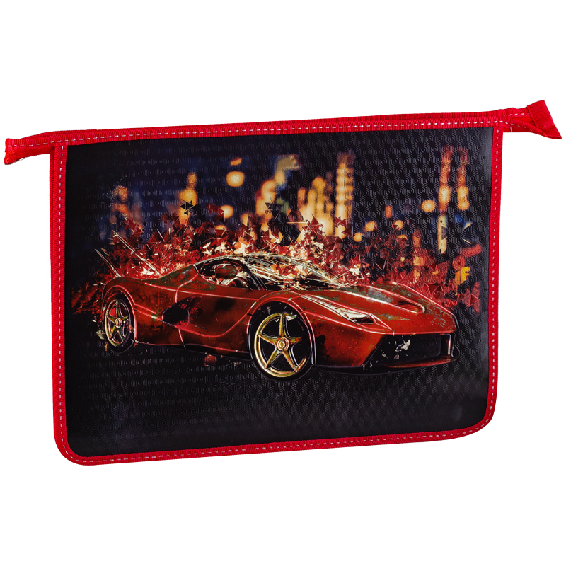 Папка для тетрадей 1 отд., А4, ArtSpace "Sport car", пластик-картон, конгрев, металл.,на молнии