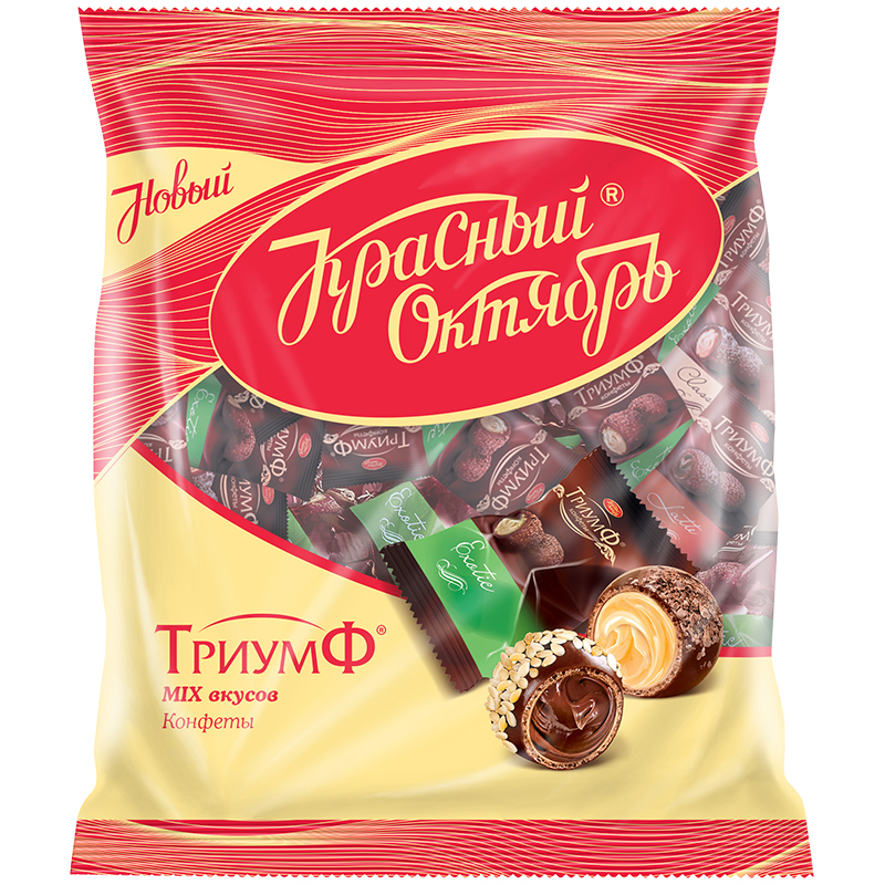 Шоколадные конфеты вафельные Красный Октябрь "Триумф" mix, 250г, пакет