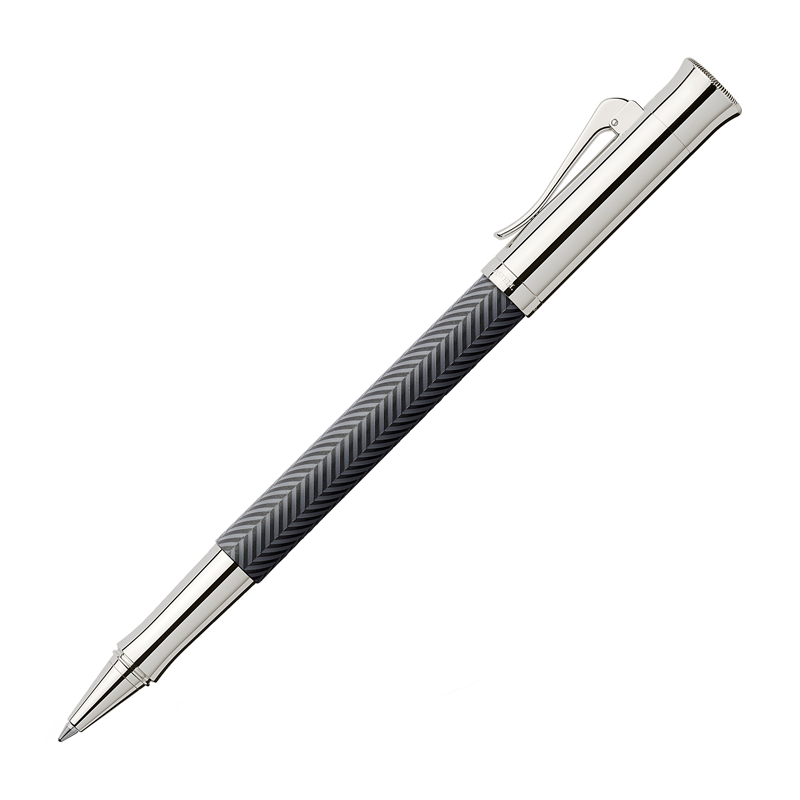 Ручка-роллер Graf von Faber-Castell "Guilloche Ciselé Anthrazit" черная, подар. уп.