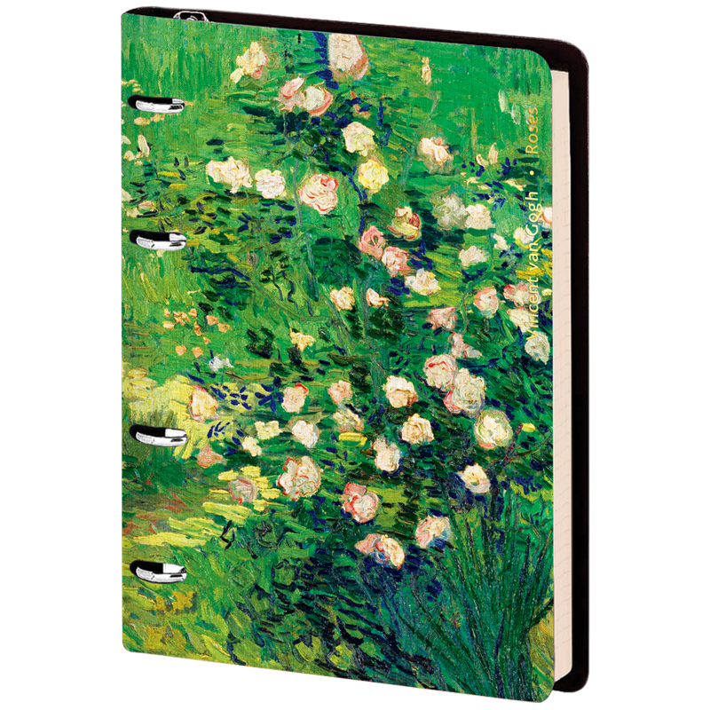Тетрадь на кольцах А5, 80л. ЛАЙТ, кожзам, Greenwich Line "Vision. Van Gogh. Roses", тон. блок
