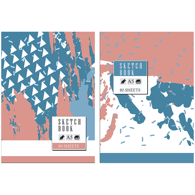 Бизнес-блокнот А5 80л. BG "Pink and Blue", матовая ламинация, розовый блок, без линовки