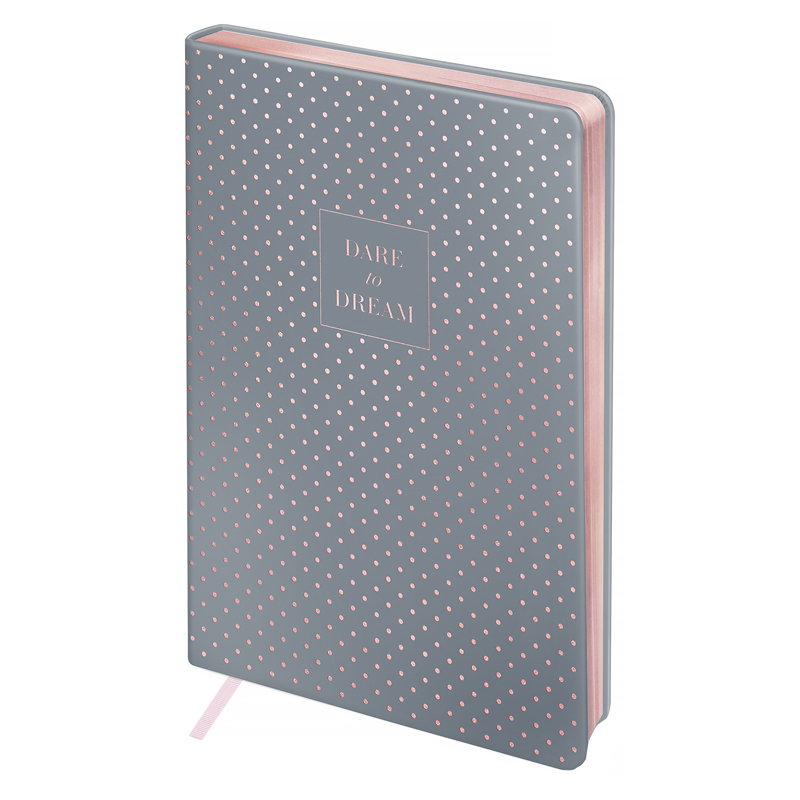 Ежедневник недатир. A5, 136л., кожзам, Greenwich Line "Ashes pink. Dots", тон.бл., срез роз фольга