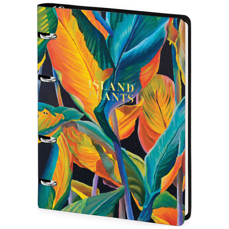 Тетрадь на кольцах А5, 80л. ЛАЙТ, кожзам, Greenwich Line "Island plants", тон. блок