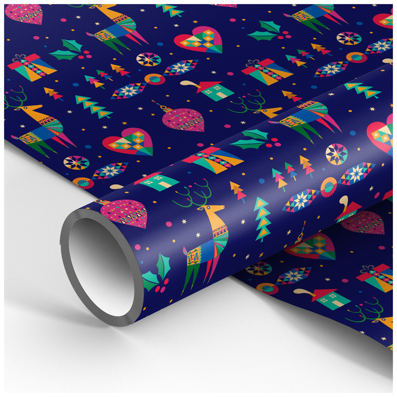 Упаковочная бумага глянц. 70*100см, MESHU "Rainbow Deer", 90г/м2