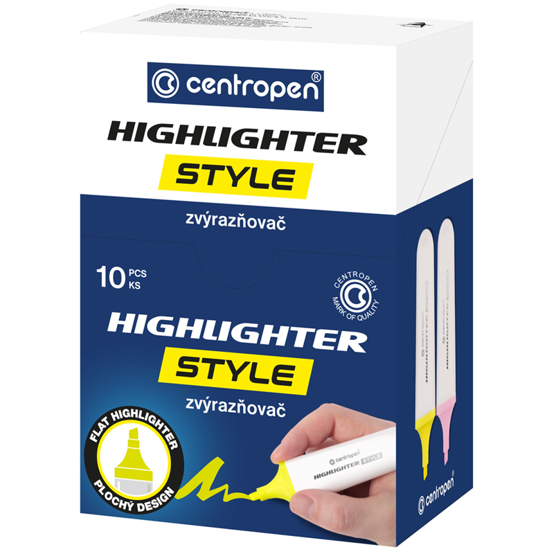 Текстовыделитель Centropen Style "6252" желтый пастель, 1-4,6мм, белый корпус