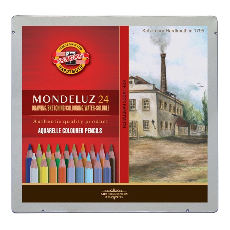 Карандаши акварельные Koh-I-Noor "Mondeluz Landscape 3724", 24цв., заточен., метал. пенал