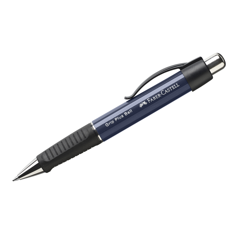 Ручка шариковая автоматическая Faber-Castell "Grip Plus Ball" синяя, 0,7мм, грип, корпус темно-синий