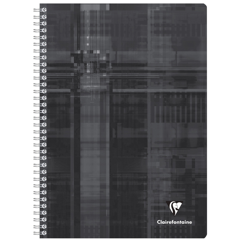 Тетрадь 90л., А4, клетка на гребне Clairefontaine, глянцевая ламинация, черная, 90г/м2