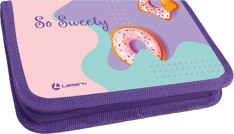 Пенал Lamark So Sweety/Так мило, 1 отделение, на 17 предметов, 115х205х30 мм, на молнии, покрытие Soft touch/Мягкое на ощупь
