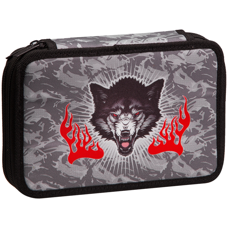 Пенал 2 отделения, 200*140*45 Berlingo "Wolf", полиэстер