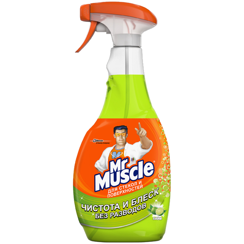 Средство для мытья стекол и др. поверхн. Mr.Muscle "Лайм ", 500мл, с курком