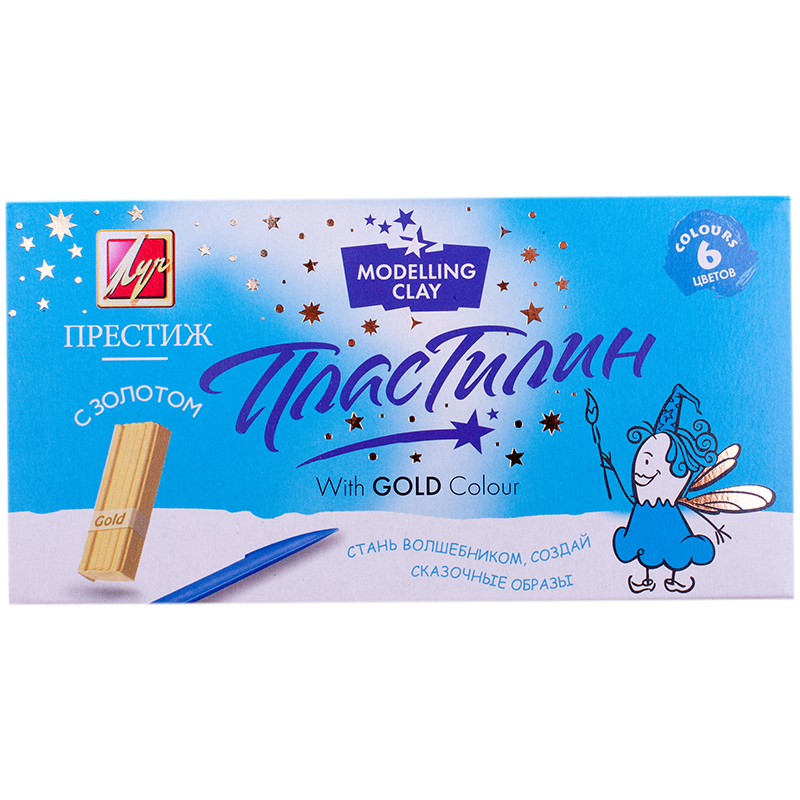 Пластилин Луч "Престиж", 06 цветов, со стеком, картон