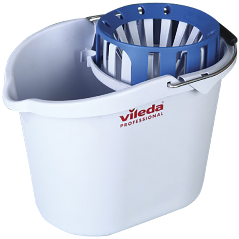 Ведро пластиковое Vileda Professional, отжим, носик для слива, голубое, 15л