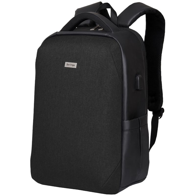 Рюкзак Berlingo Антивандальный "Secure black" 46*31*17см, 1 отделение, 3 кармана, отделение для ноутбука, USB разъем, эргономическая спинка