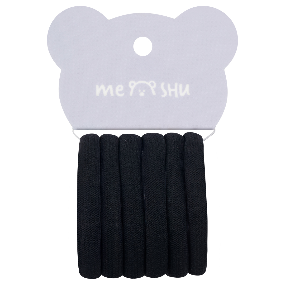 Резинки для волос MESHU "Essence thin", черные, 6шт., диаметр 4см, европодвес